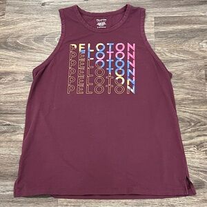 Peloton Women's Large Racer Tank Top Shirt Purple Pima Cotton Logo Small‎ Tee